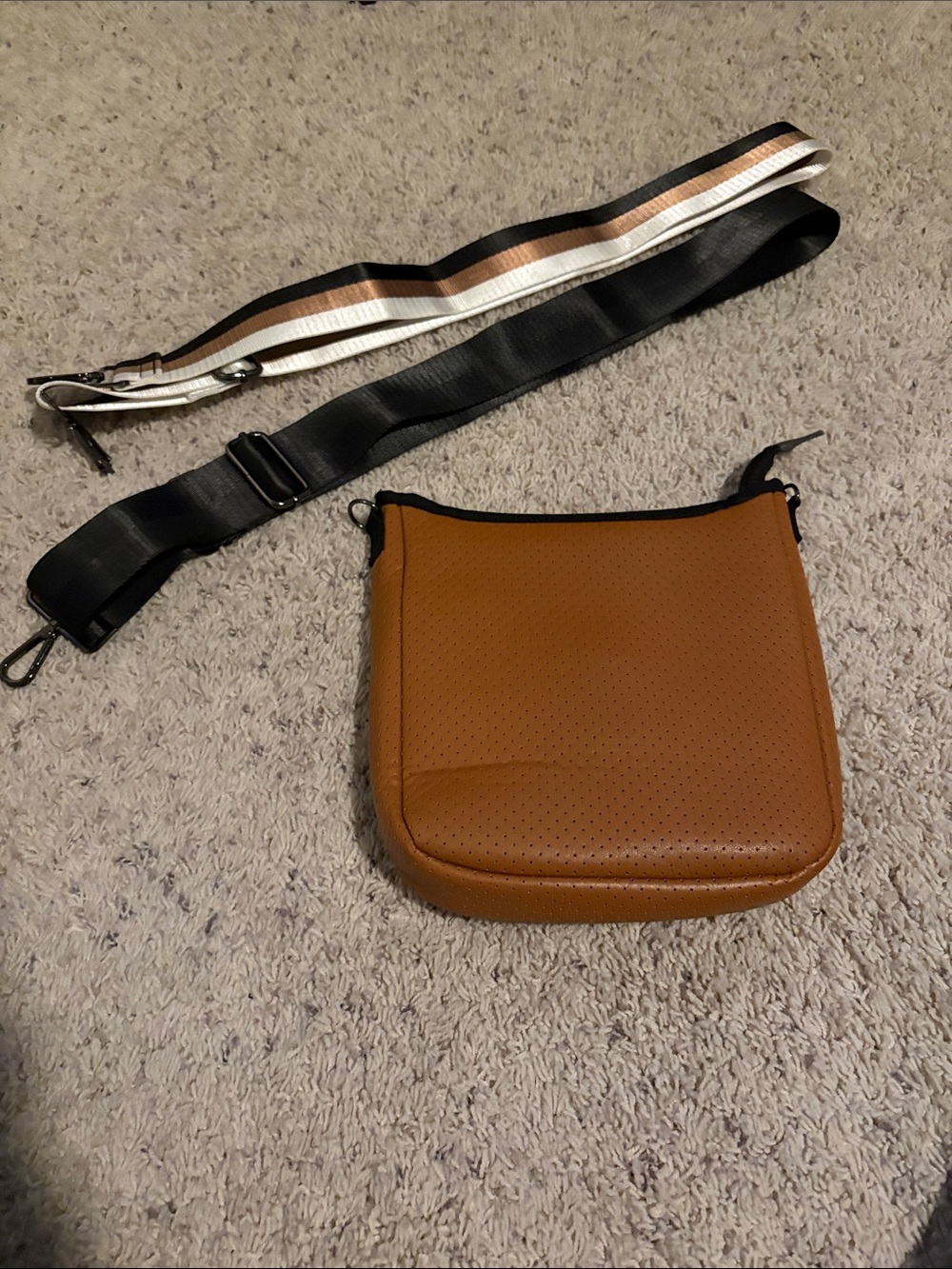 HAUTE SHORE Tan Perforated Crossbody Bag